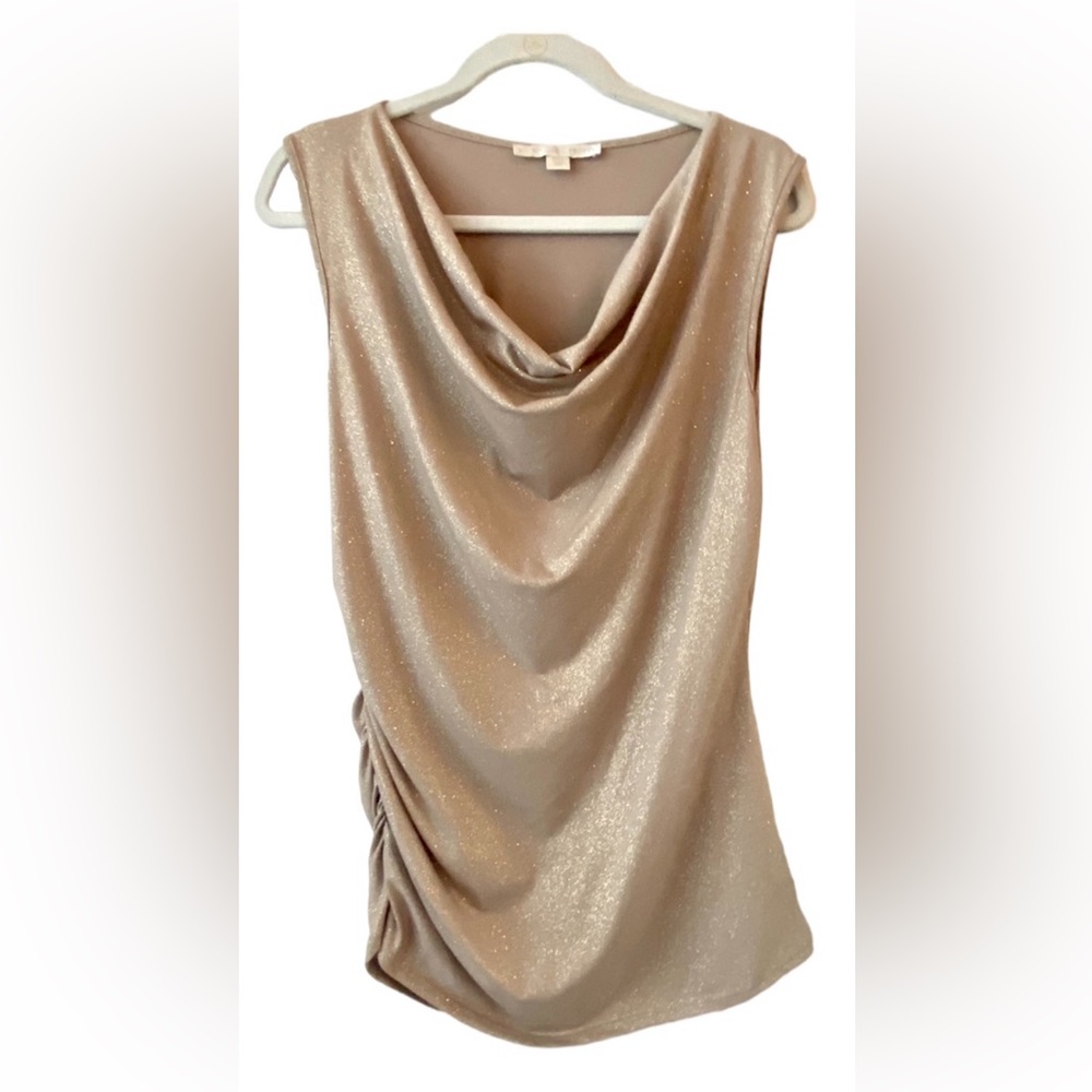 BOSTON PROPER ELEGANT GOLD SHIMMER EVENING TOP/ BLOUSE      SIZE L